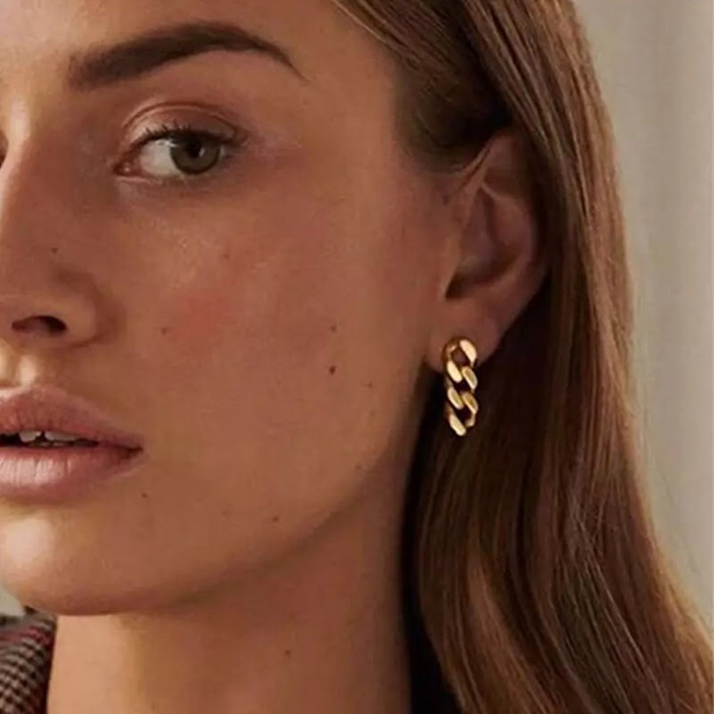 ⚜️[𝟯/$𝟭𝟴]⚜️Silver Chain Stainless Steel Drop Earrings NEW - Picture 3 of 9